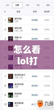 怎么看lol打野胜率实时排行，lol打野胜率实时排名 