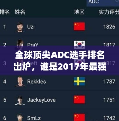 全球顶尖ADC选手排名出炉，谁是2017年最强ADC？
