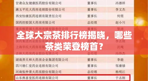 全球大宗茶排行榜揭晓，哪些茶类荣登榜首？