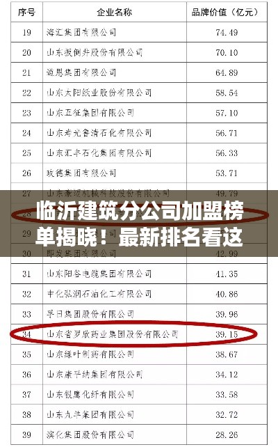 临沂建筑分公司加盟榜单揭晓！最新排名看这里