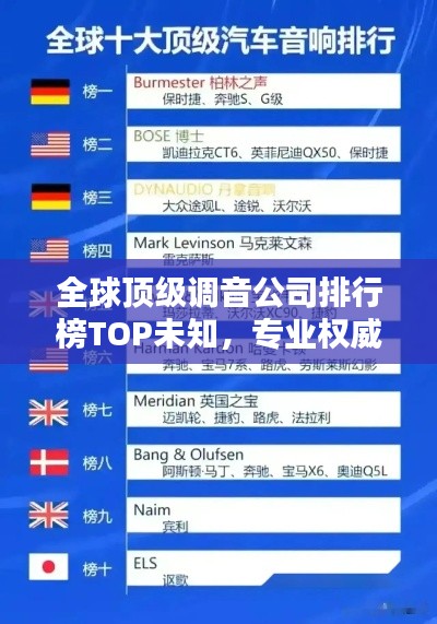 全球顶级调音公司排行榜TOP未知，专业权威推荐！
