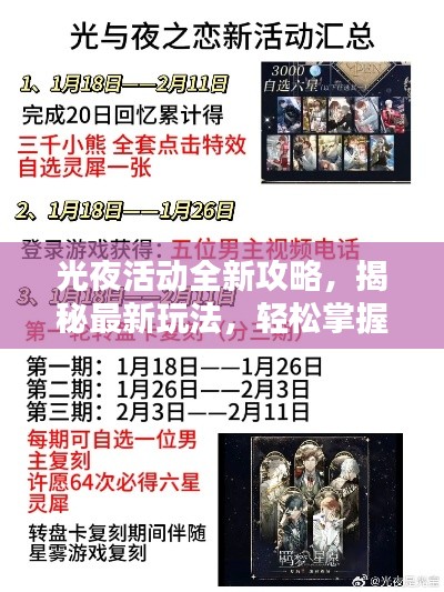 光夜活动全新攻略，揭秘最新玩法，轻松掌握101项秘籍！