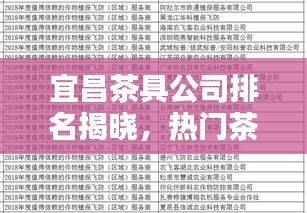 宜昌茶具公司排名揭晓，热门茶具品牌榜单出炉！