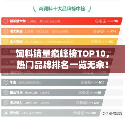 饲料销量巅峰榜TOP10，热门品牌排名一览无余！