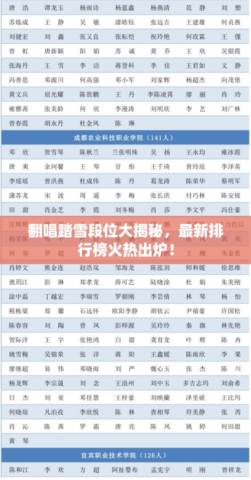 翻唱踏雪段位大揭秘，最新排行榜火热出炉！