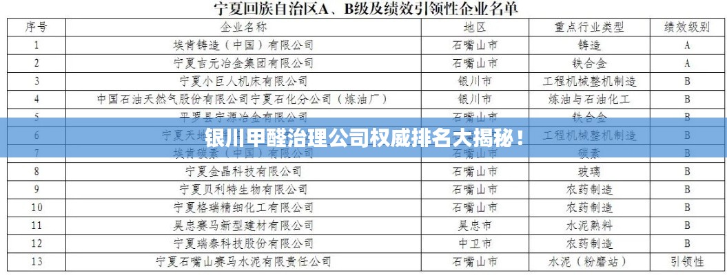 银川甲醛治理公司权威排名大揭秘！