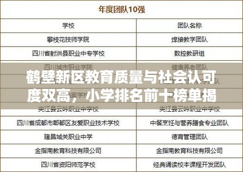 鹤壁新区教育质量与社会认可度双高，小学排名前十榜单揭晓