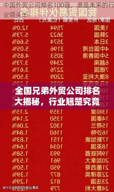 全国兄弟外贸公司排名大揭秘，行业翘楚究竟是谁？