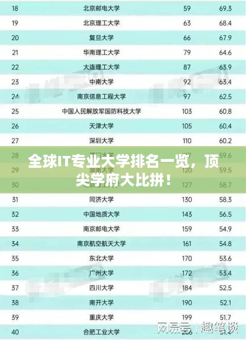 全球IT专业大学排名一览，顶尖学府大比拼！