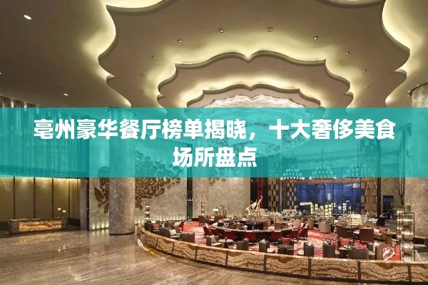 亳州豪华餐厅榜单揭晓，十大奢侈美食场所盘点